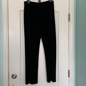 Black velvet stretchy pants with elastic waist